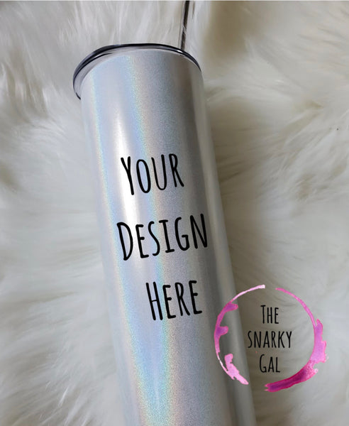 Glitter Stainless Steel Sublimation Skinny Tumbler - 20 oz.